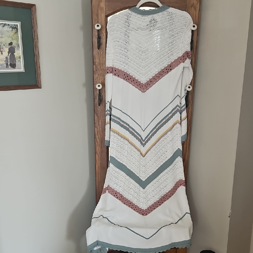 $400 Mint Condition  Clearance then  crochet knit long designer cardigan